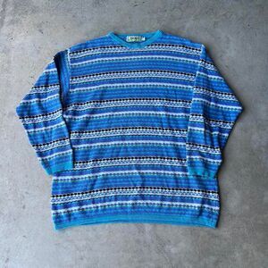 Ticket Knit Sweater Blue Mens size XXL long sleeve